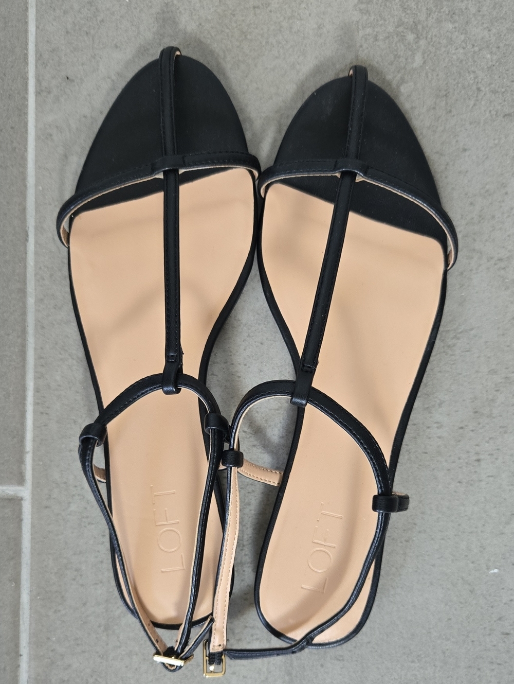LOFT Black Skinny T-Strap Sandals (size 7, like new) - Picture 6 of 6